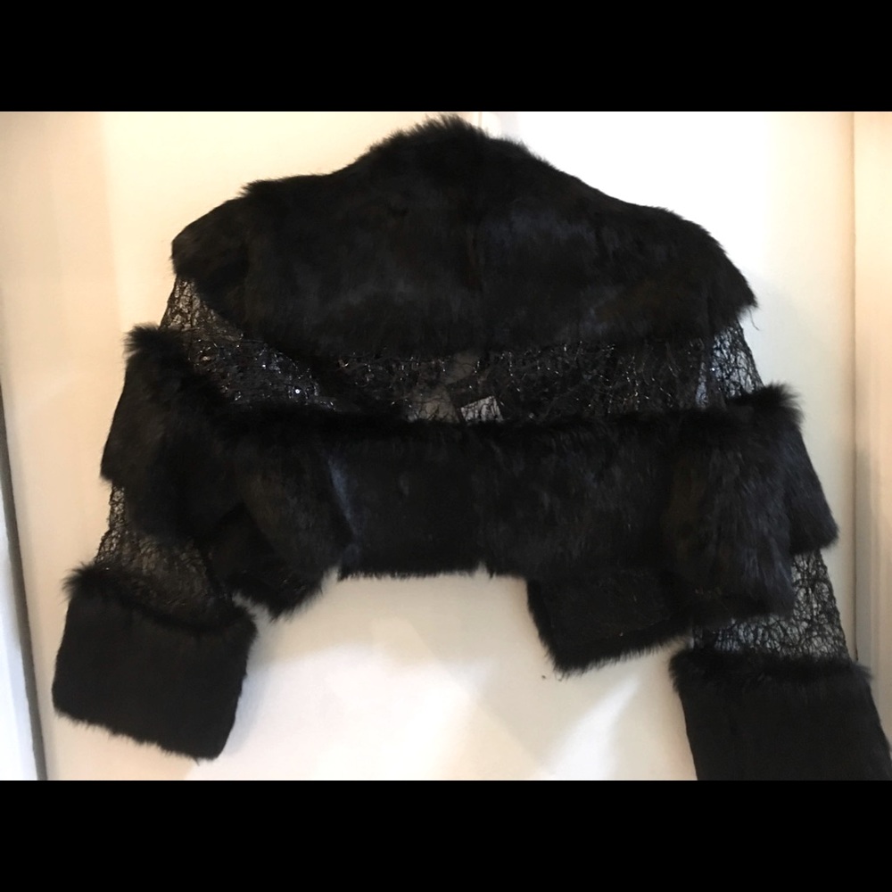 Young girls rabbit fur coat